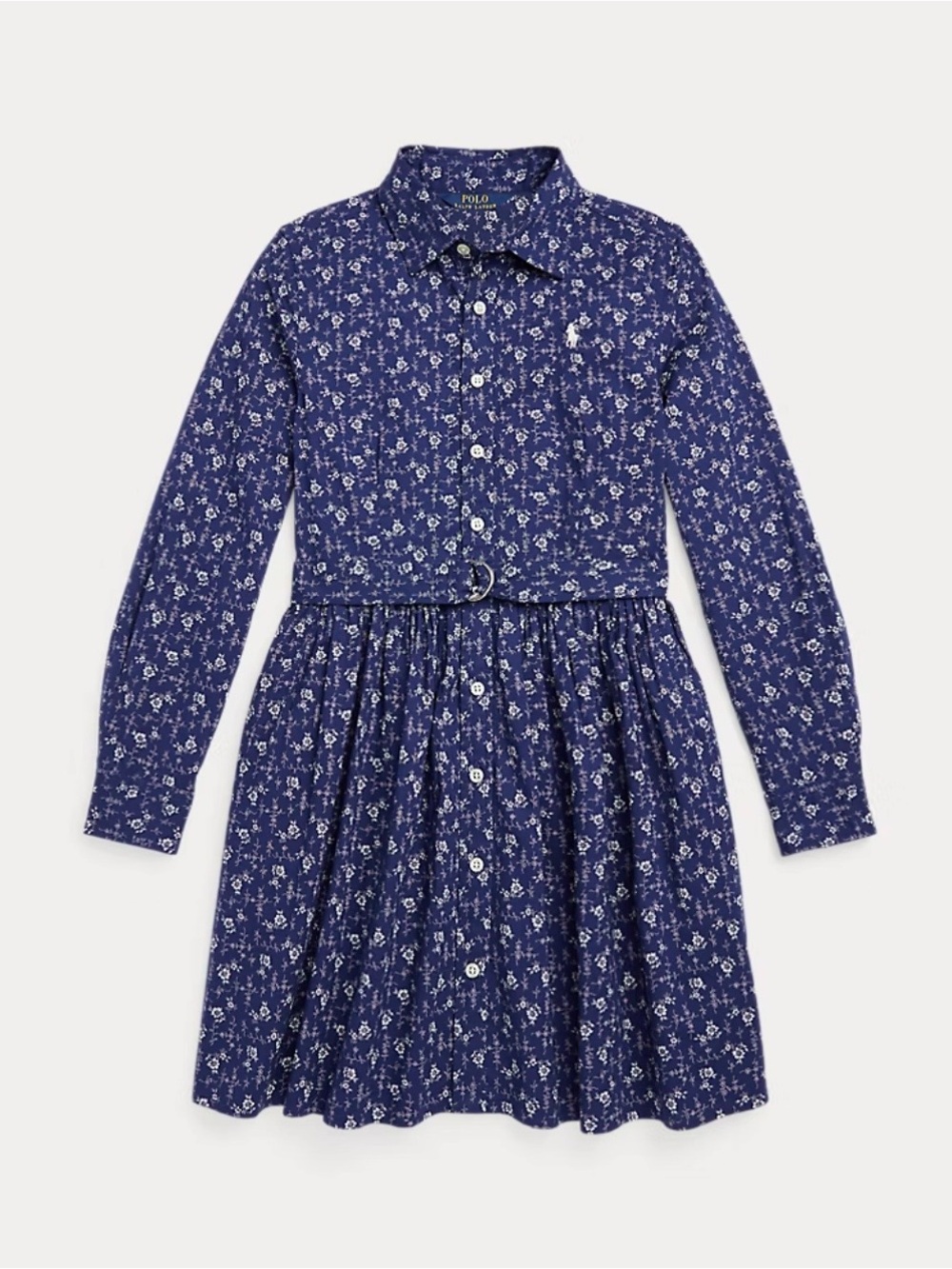 Polo by Ralph Lauren Blue Floral Button-Front Shirt Dress